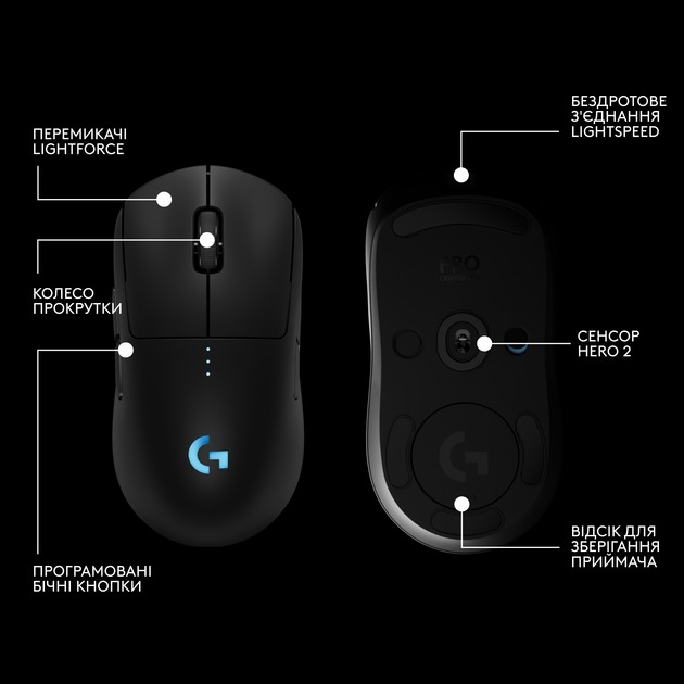 Мишка Logitech G Pro 2 Lightspeed Wireless Black (910-007295) - зображення 9