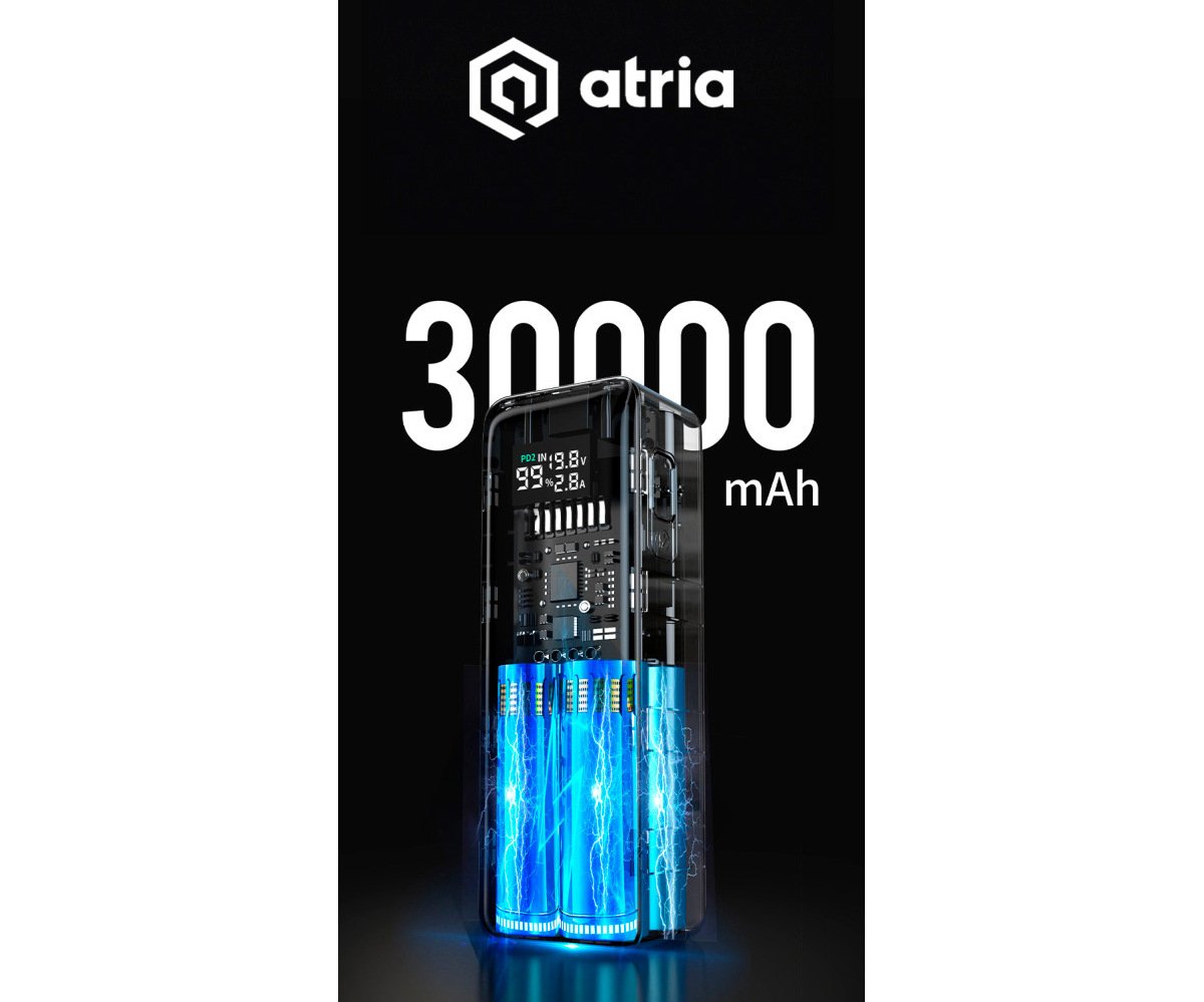 Батарея POWER BANK ATRIA WPD-160S 30000mAh PD\/3.1\/160W - зображення 4