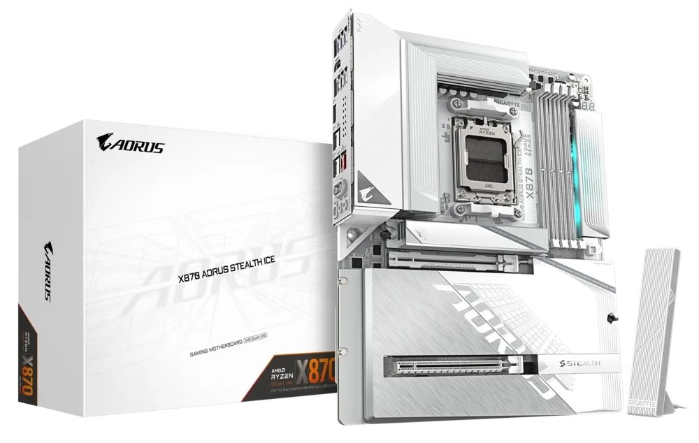 Мат. плата AM5 Gigabyte X870 AORUS STEALTH ICE - зображення 1