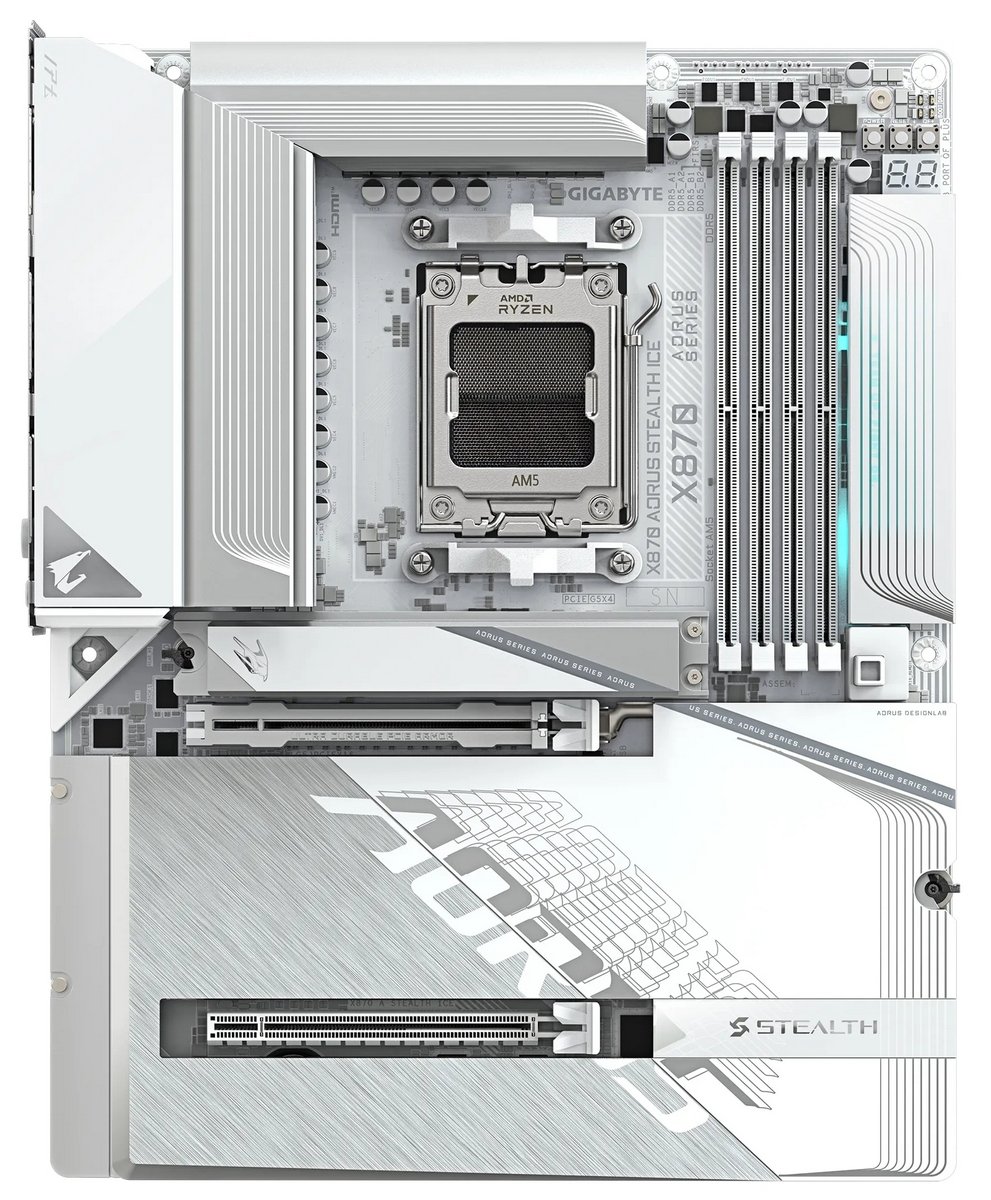 Мат. плата AM5 Gigabyte X870 AORUS STEALTH ICE - зображення 2