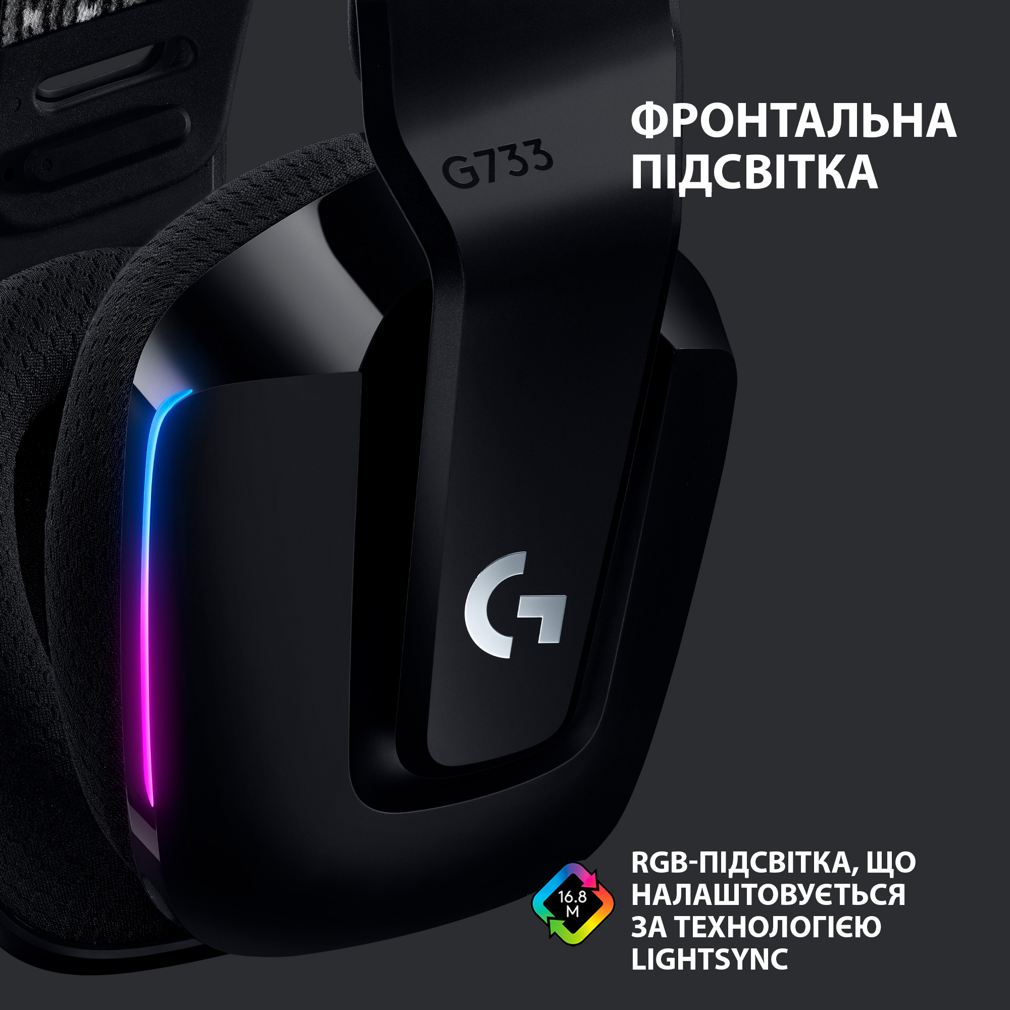 Безпровідна гарнітура Logitech G733 Lightspeed Black (981-000864) - зображення 10