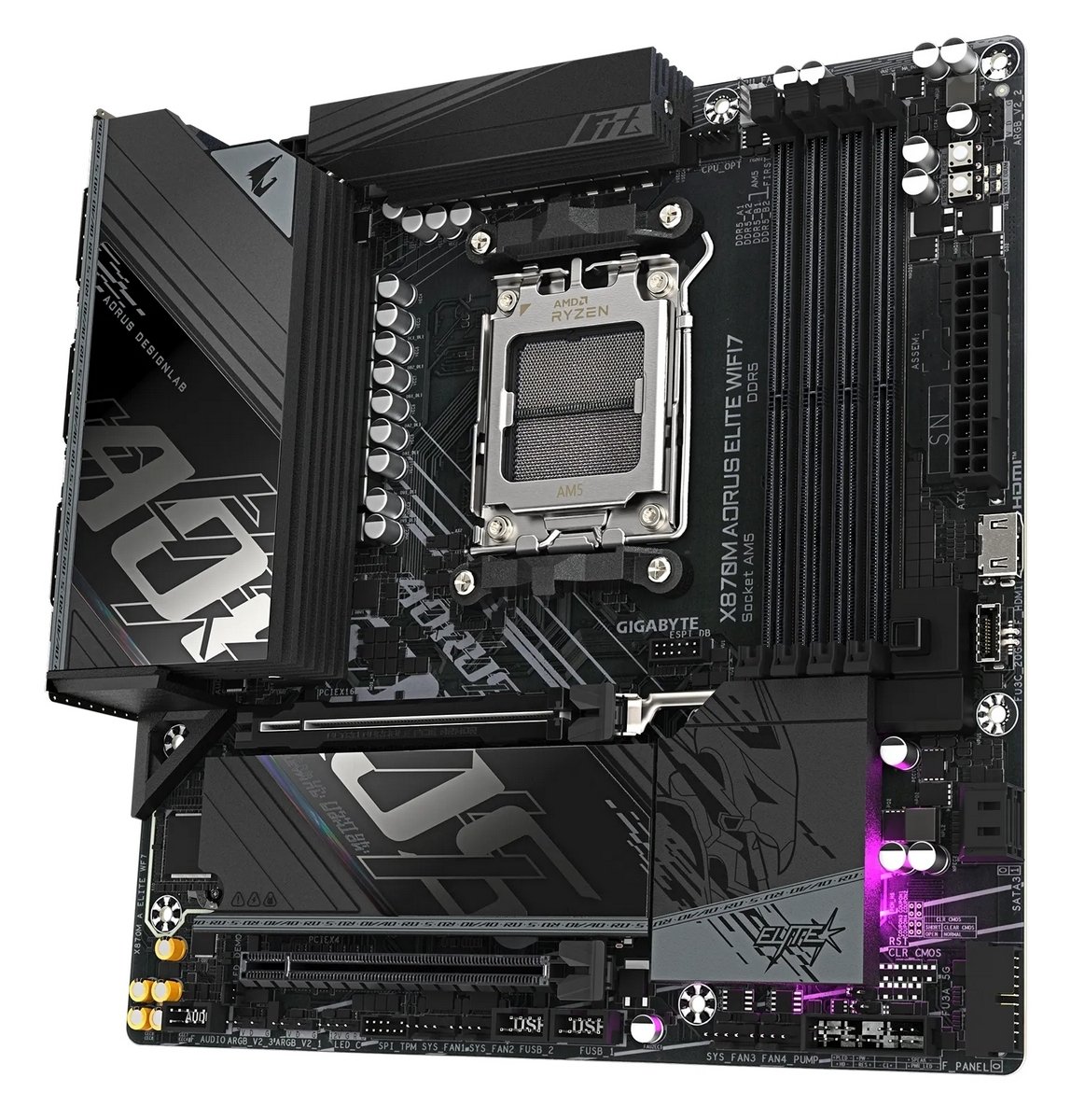 Мат. плата AM5 Gigabyte X870M AORUS ELITE WIFI7 - зображення 2