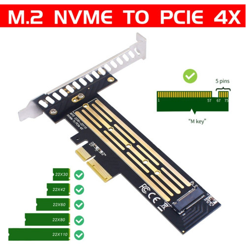 Контролер M.2 SSD NVMe M-Key to PCI-E 3.0 x4\/ x8\/ x16 Dynamode (PCI-Ex4- M.2 M-key) - зображення 2