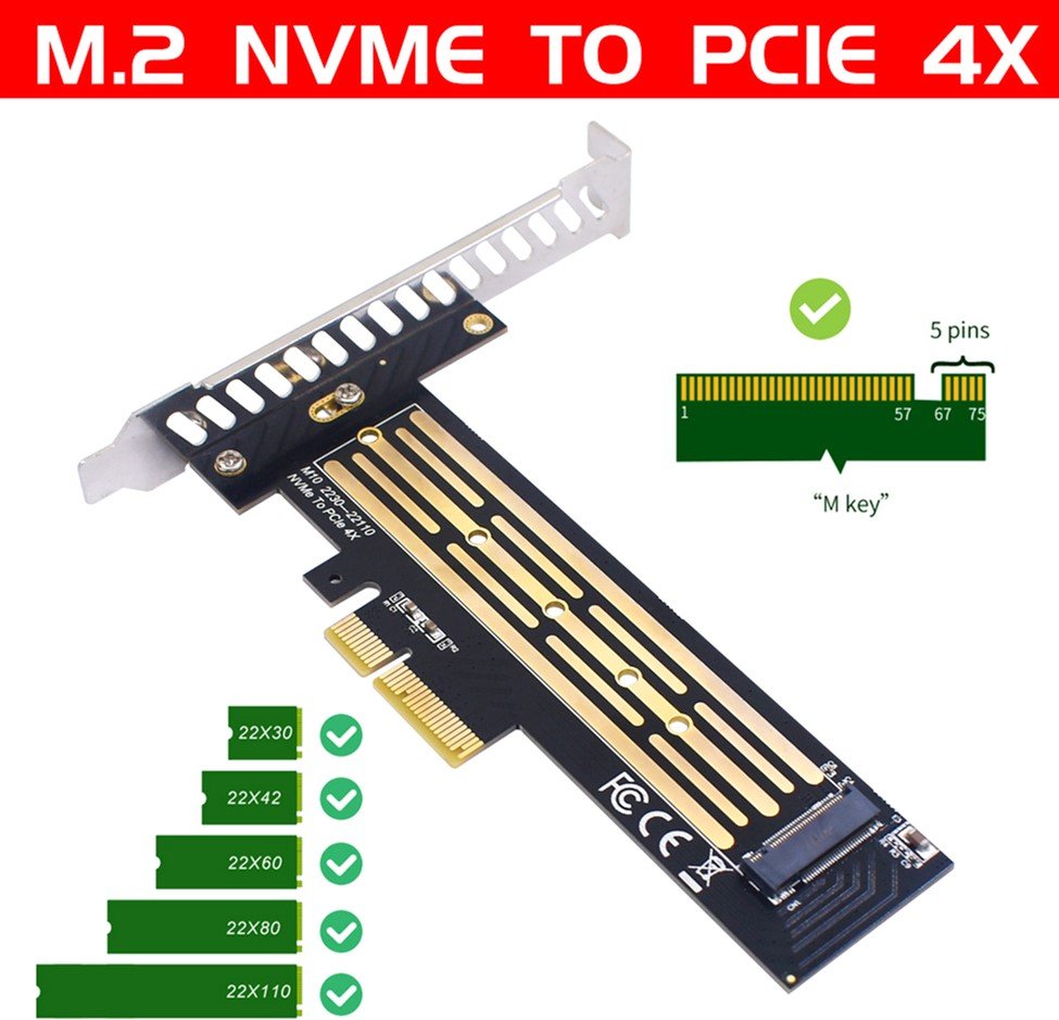 Контролер M.2 SSD NVMe M-Key to PCI-E 3.0 x4\/ x8\/ x16 Dynamode (PCI-Ex4- M.2 M-key) - зображення 2