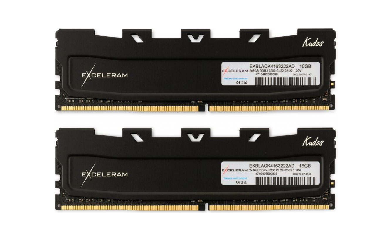 Пам'ять DDR4 RAM_16Gb (2x8Gb) 3200Mhz Exceleram Kudos Black (EKBLACK4163222AD) - зображення 1