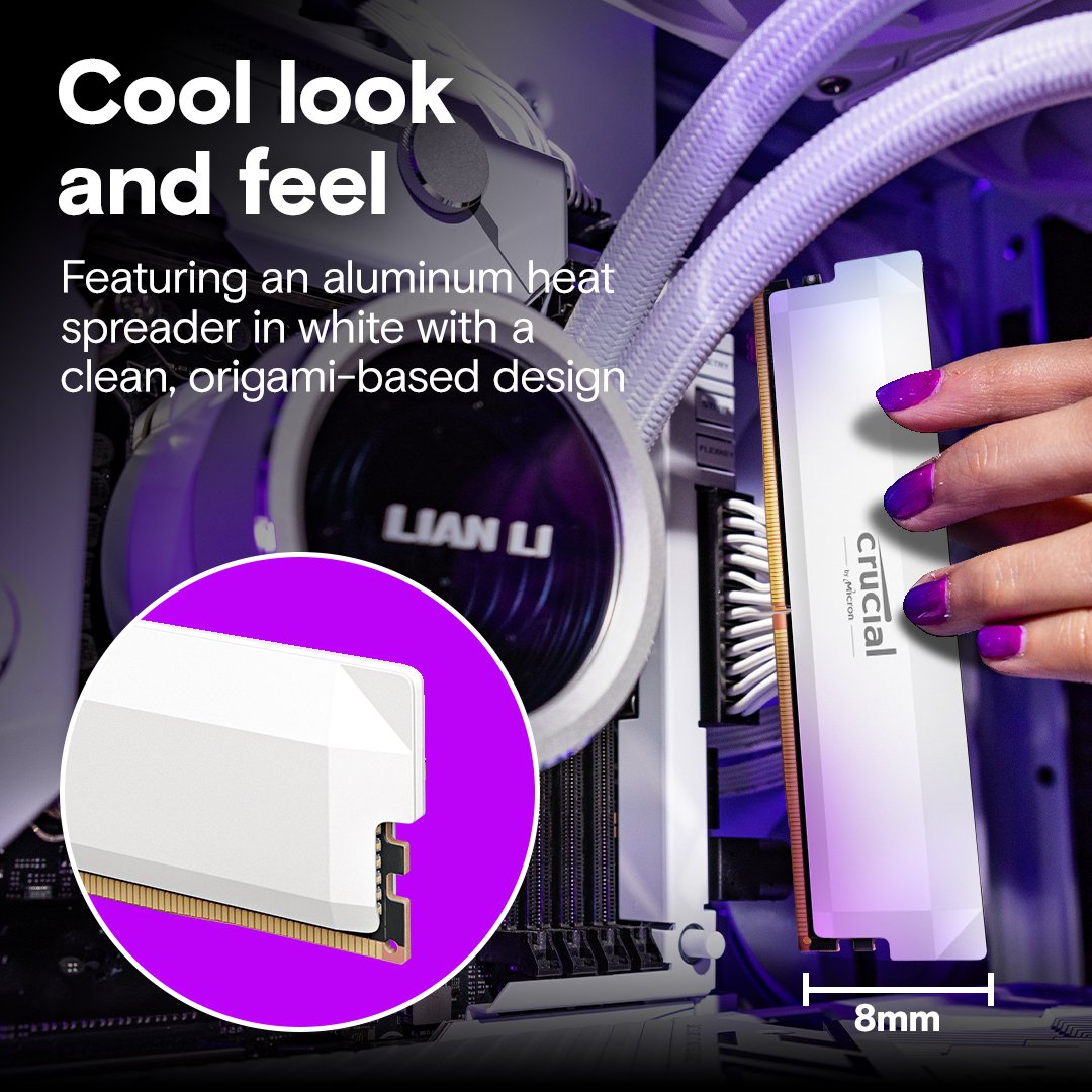 Пам'ять DDR5 RAM_32Gb (2x16Gb) 6400Mhz Micron Crucial Pro Overclocking White (CP2K16G64C38U5W) - зображення 5