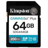 Secure Digital card 64 Gb Kingston Canvas Go! Plus G4 class10, UHS-I, U3, V30 (SDG4/64GB)