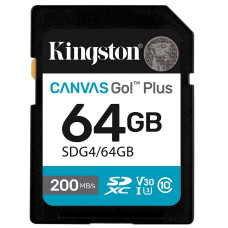 Secure Digital card 64 Gb Kingston Canvas Go! Plus G4 class10, UHS-I, U3, V30 (SDG4\/64GB) - зображення 1