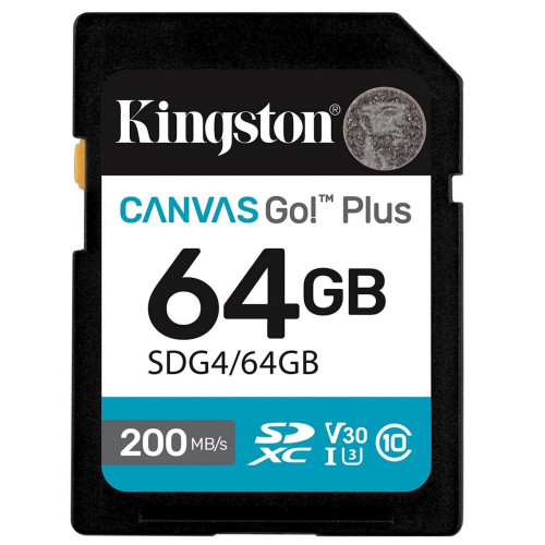 Secure Digital card 64 Gb Kingston Canvas Go! Plus G4 class10, UHS-I, U3, V30 (SDG4\/64GB) - зображення 1
