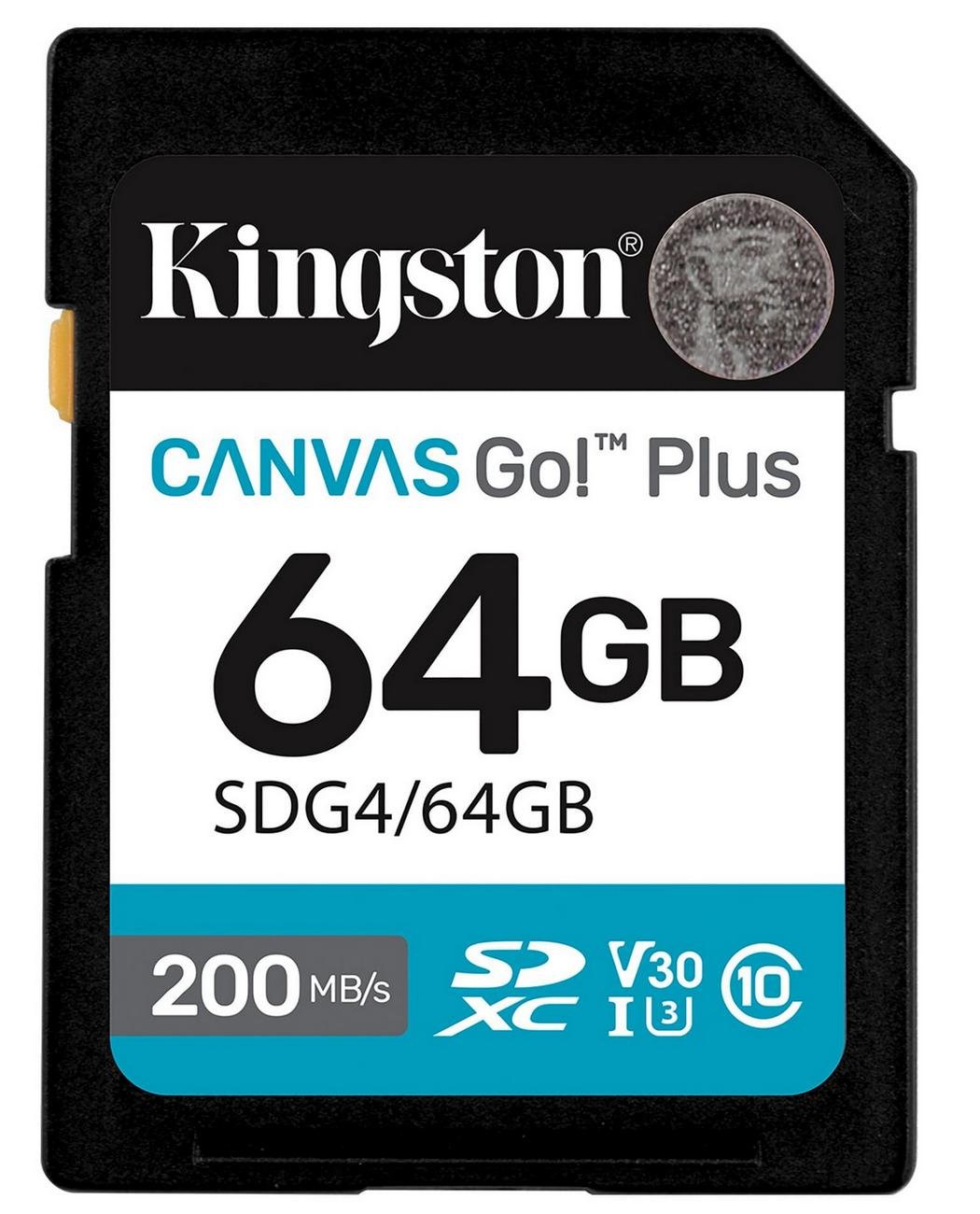 Secure Digital card 64 Gb Kingston Canvas Go! Plus G4 class10, UHS-I, U3, V30 (SDG4\/64GB) - зображення 1