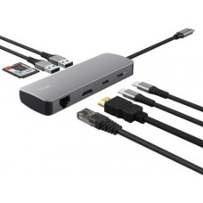 Концентратор Trust (25672) Type-C 8-in1 1xUSB-А 3.2\/USB-A 2.0\/2xUSB-С\/HDMI\/Ehernet\/SD\/microSD, aluminium, 0.15m, grey - зображення 1