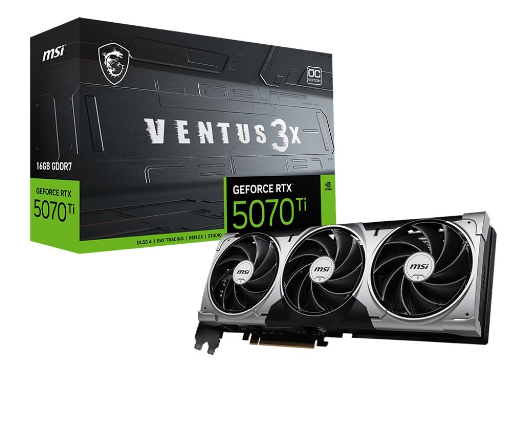 Відеокарта GeForce RTX 5070 Ti 16 GDDR7 MSI VENTUS 3X OC (RTX 5070 Ti 16G VENTUS 3X OC) - зображення 1