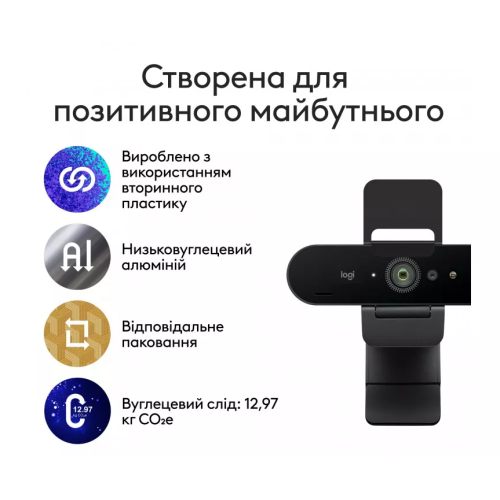 Вебкамера Logitech Brio 4K Ultra HD Black - зображення 4