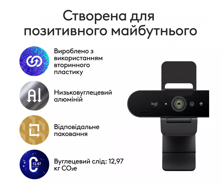 Вебкамера Logitech Brio 4K Ultra HD Black - зображення 4