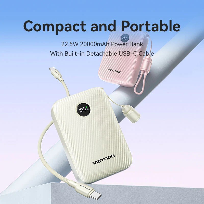 Батарея POWER BANK Vention 20000mAh 22.5W Fast Charging Beige - зображення 2