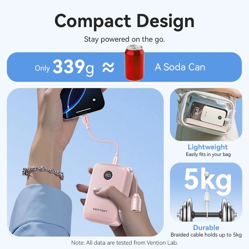 Батарея POWER BANK Vention 20000mAh 22.5W Fast Charging Beige - зображення 5