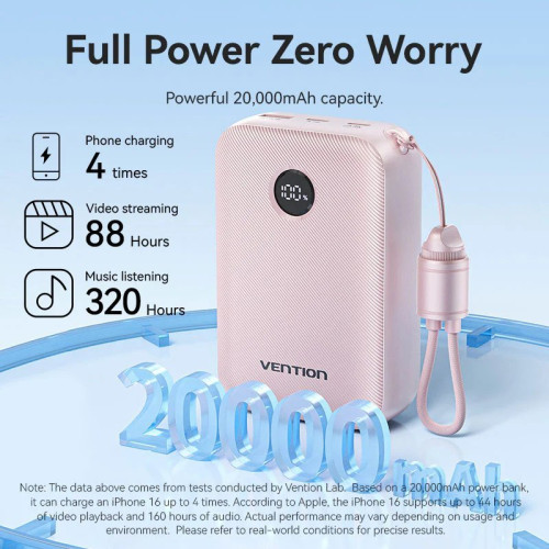 Батарея POWER BANK Vention 20000mAh 22.5W Fast Charging Beige - зображення 6