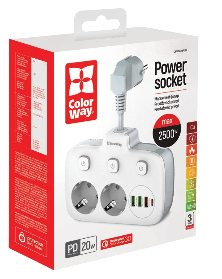 Мережевий фільтр ColorWay (CW-CHE24PDW) - зображення 8