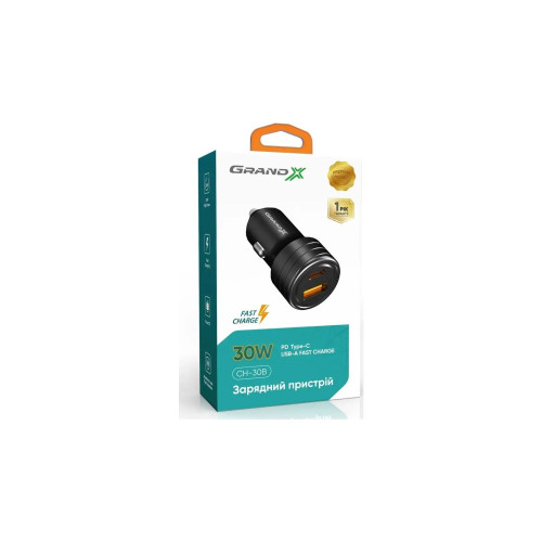 Автомобільний зарядний USB пристрій Grand-X CH-30B 30W - зображення 3