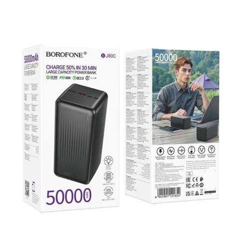 Батарея POWER BANK Borofone BJ80C Clever 50000mAh PD20W + QC22.5W - зображення 4