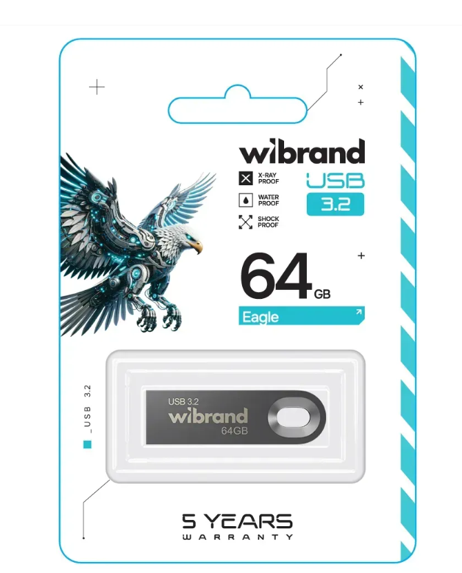 Флеш пам'ять USB 64 Gb Wibrand Eagle Grey USB 3.2 - зображення 2