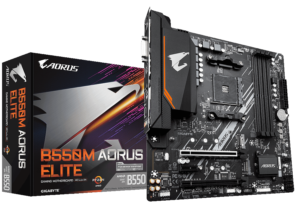 Мат. плата AM4 Gigabyte B550M AORUS ELITE - зображення 1