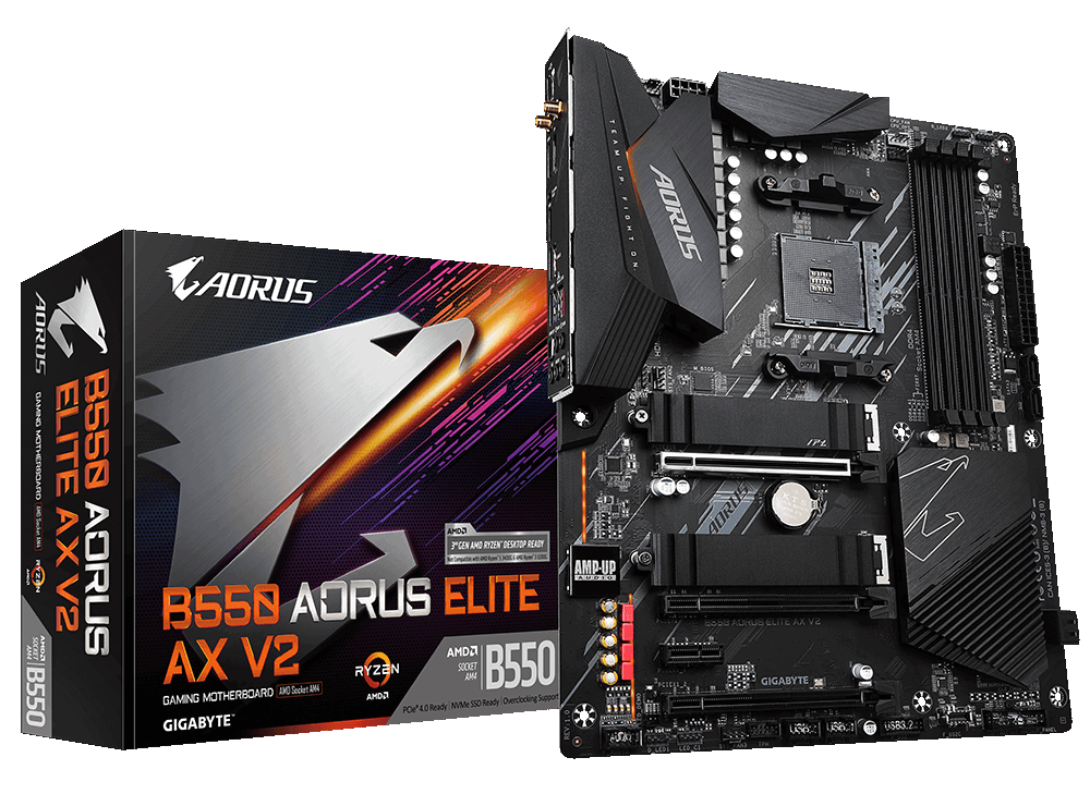 Мат. плата AM4 Gigabyte B550 AORUS ELITE AX - зображення 1