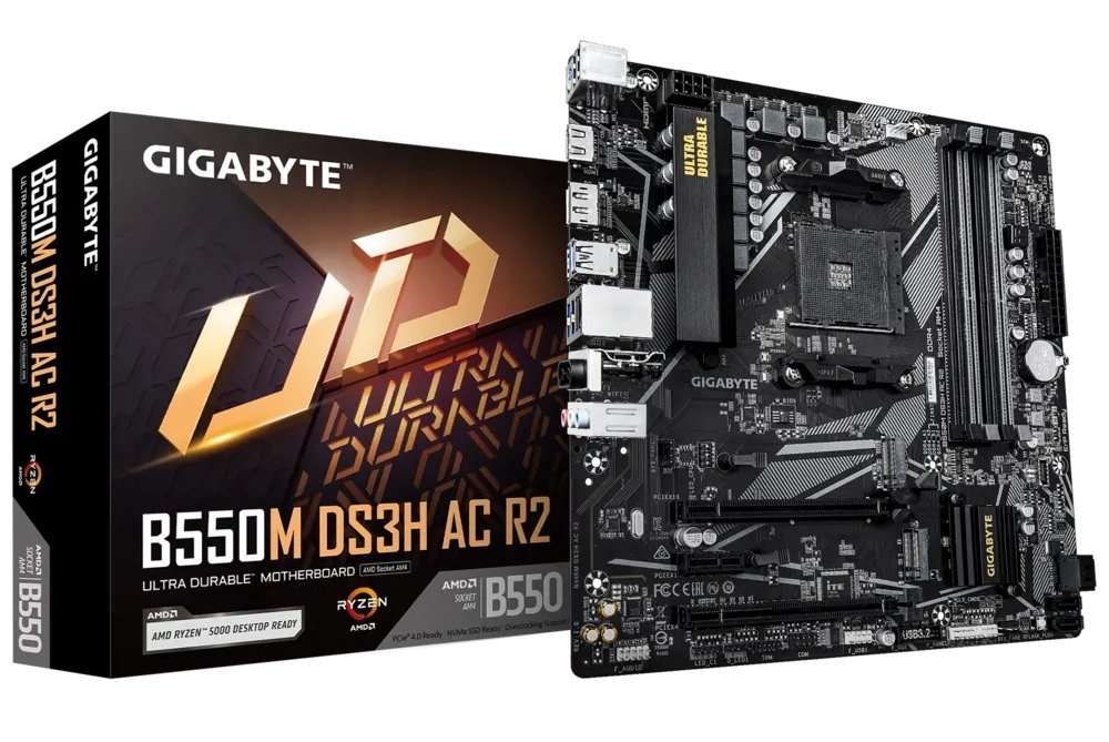 Мат. плата AM4 Gigabyte B550M DS3H AC R2 - зображення 1
