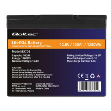 Акумуляторна батарея LiFePo4 Qoltec 12.8V-100Ah BMS (53705)