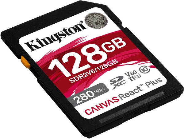 Secure Digital card 128 Gb Kingston Canvas React Plus V60, class 10, UHS-II, U3, для Full HD\/4K (SDR2V6\/128GB) - зображення 2