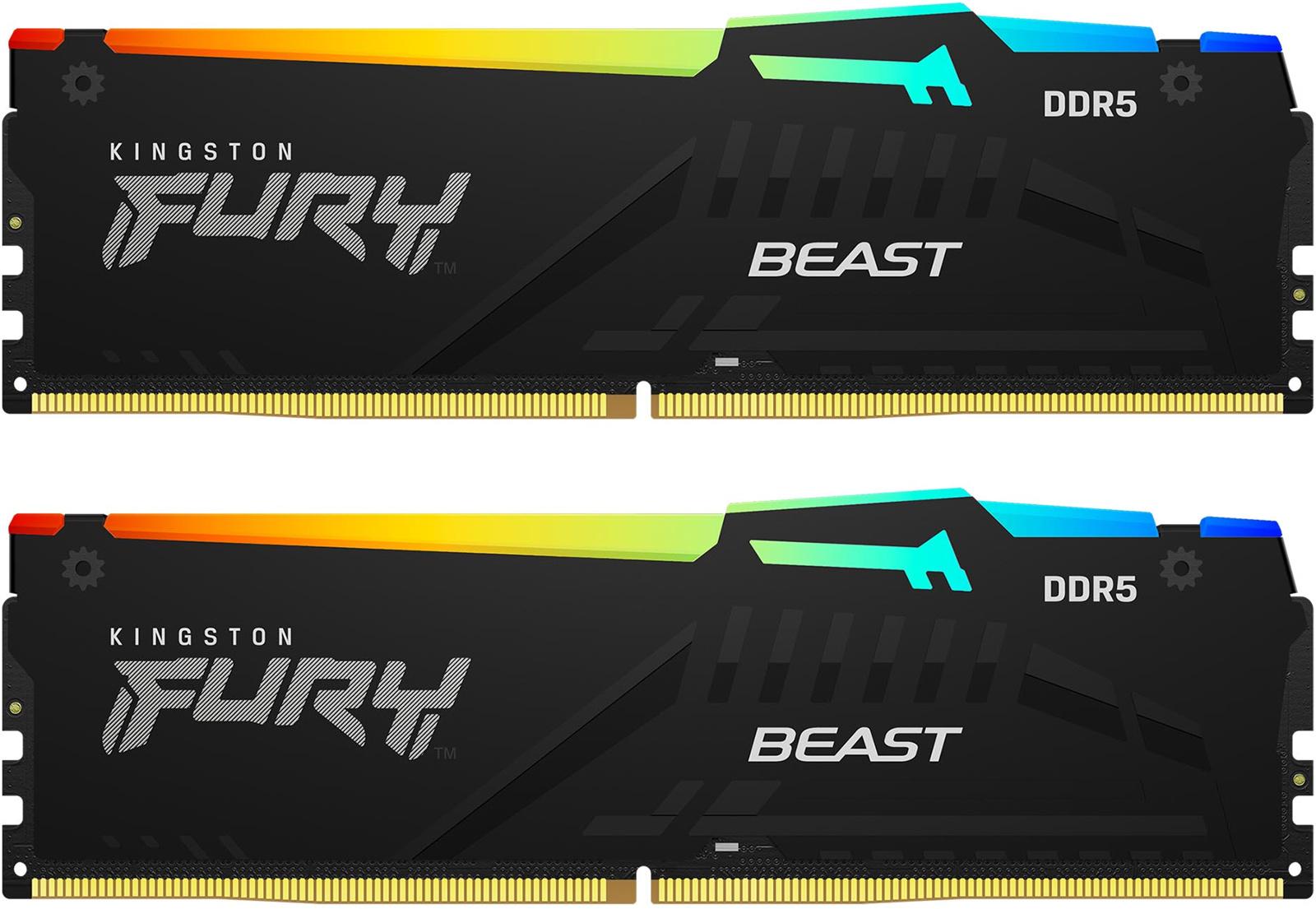 Пам'ять DDR5 RAM_64Gb (2x32Gb) 6000Mhz Kingston Fury Beast RGB EXPO (KF560C36BBEAK2-64) - зображення 1