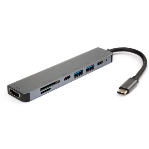 Концентратор Vinga Type-C to 4K HDMI+2*USB3.0+SD+TF+PD+USB-C 3.1 Gen1 aluminium - зображення 1