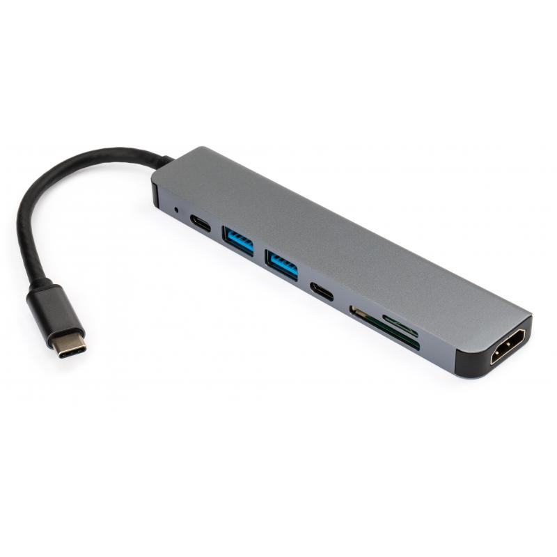 Концентратор Vinga Type-C to 4K HDMI+2*USB3.0+SD+TF+PD+USB-C 3.1 Gen1 aluminium - зображення 4