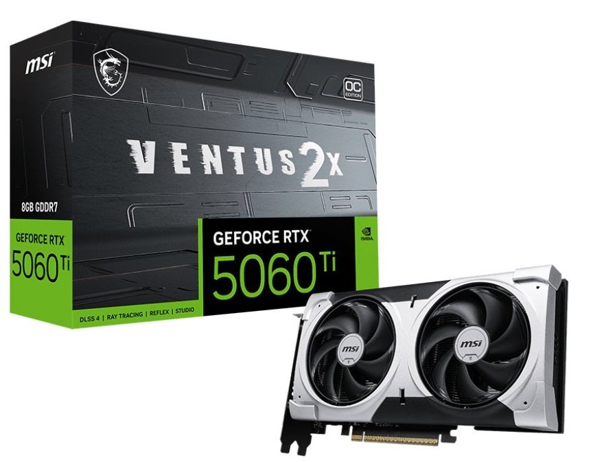 Відеокарта GeForce RTX 5060 Ti 8 GDDR7 MSI VENTUS 2X OC PLUS (RTX 5060 Ti 8G VENTUS 2X OC PLUS) - зображення 1