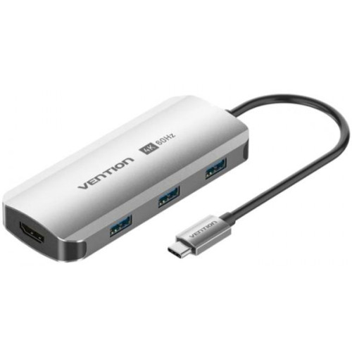 Концентратор Vention USB 3.1 Type-C to HDMI 4K60Hz\/USB 3.0x3\/PD 100W 5-in-1 - зображення 1