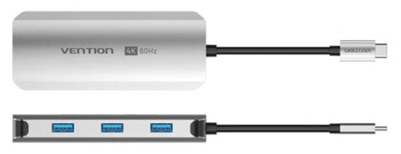 Концентратор Vention USB 3.1 Type-C to HDMI 4K60Hz\/USB 3.0x3\/PD 100W 5-in-1 - зображення 2