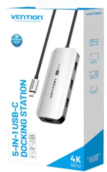 Концентратор Vention USB 3.1 Type-C to HDMI 4K60Hz\/USB 3.0x3\/PD 100W 5-in-1 - зображення 4
