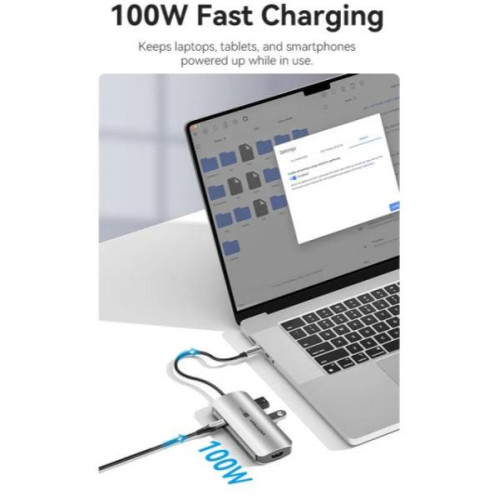 Концентратор Vention USB 3.1 Type-C to HDMI 4K60Hz\/USB 3.0x3\/PD 100W 5-in-1 - зображення 6