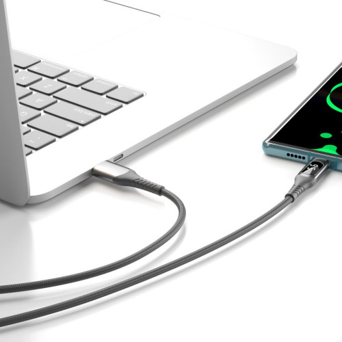 Кабель USB-C to Lightning XO NB162, 1 м, 2.4 А, LED, чорний - зображення 3