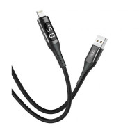 Кабель USB-C to Lightning XO NB162, 1 м, 2.4 А, LED, чорний