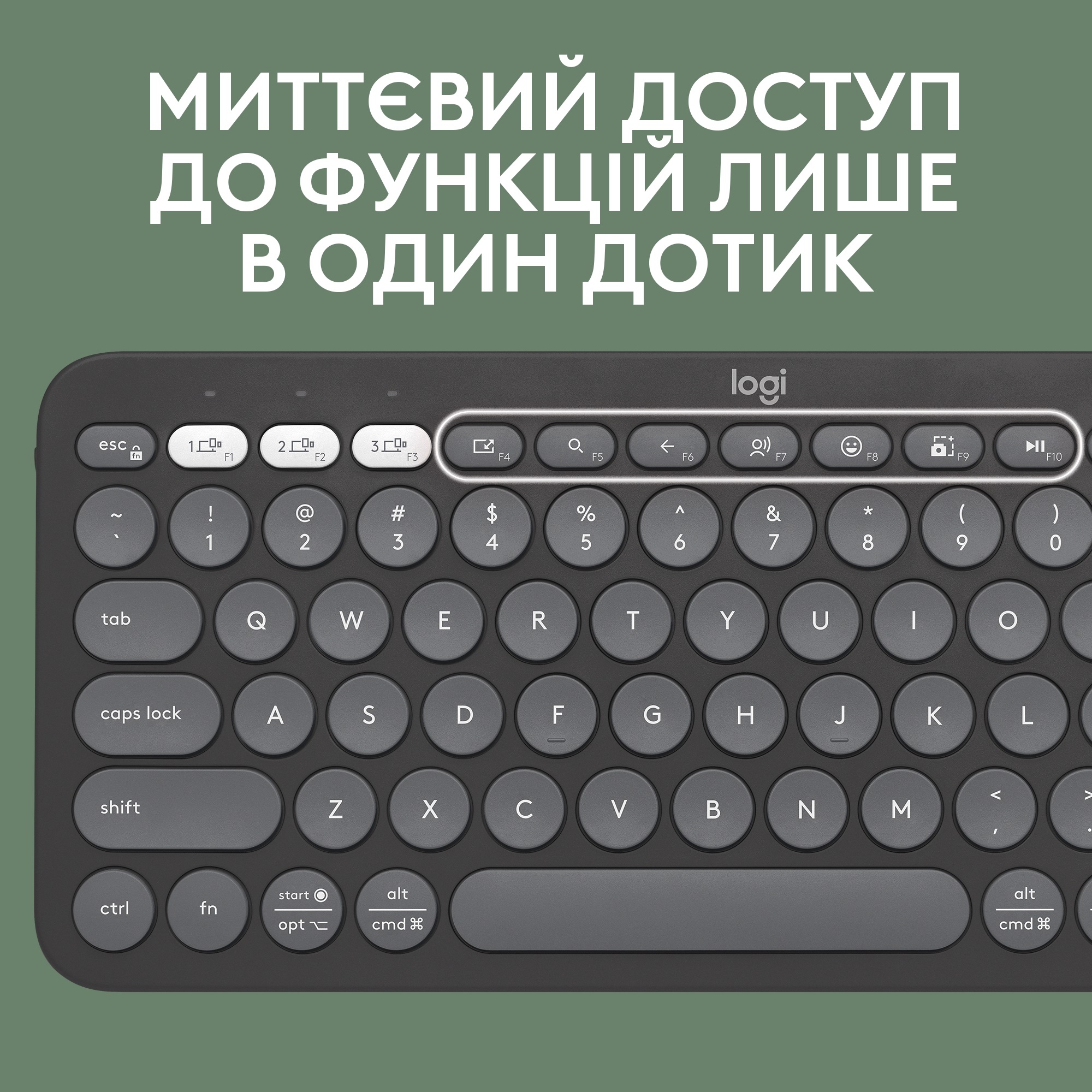 Клавіатура Logitech K380s Multi-Device Bluetooth UA Graphite - зображення 9
