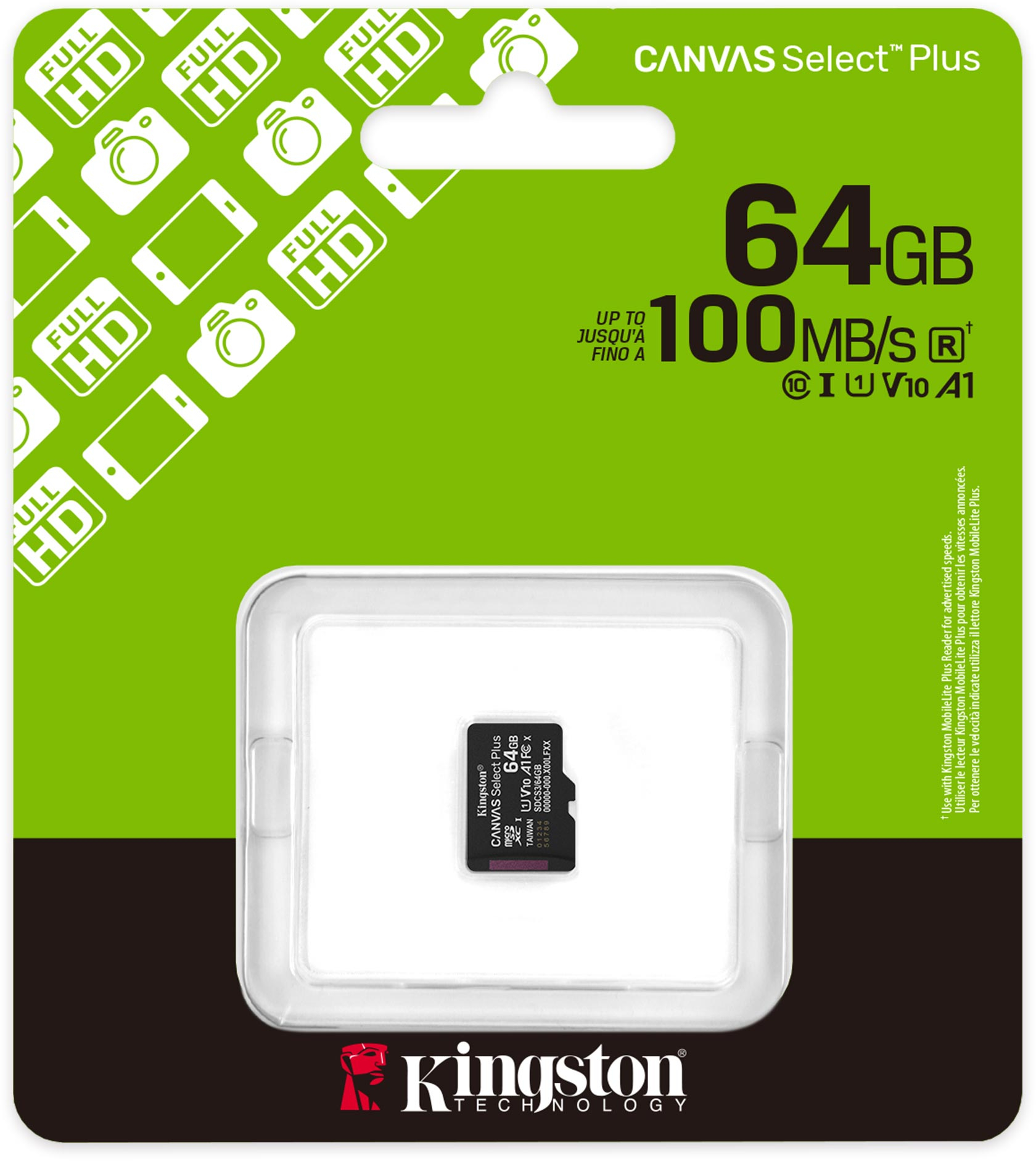 MicroSDXC 64 Gb Kingston Canvas Select Plus class 10 UHS-I A1 (SDCS3\/64GBSP) - зображення 3