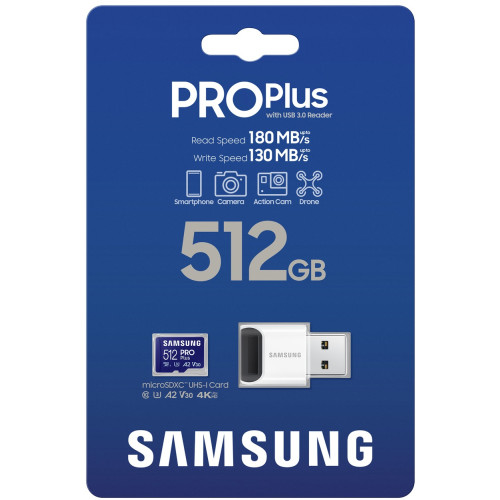 MicroSDXC 512 Gb Samsung PRO Plus UHS-I, U3, V30, A2 (MB-MD512SB\/WW) - зображення 4
