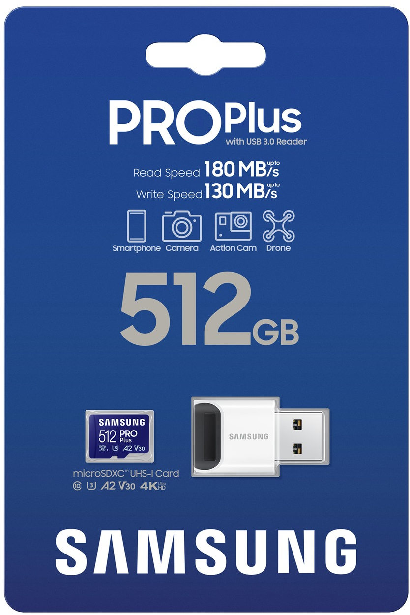 MicroSDXC 512 Gb Samsung PRO Plus UHS-I, U3, V30, A2 (MB-MD512SB\/WW) - зображення 4