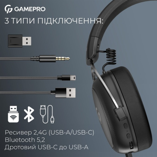 Безпровідна Bluetooth гарнітура GamePro Asgard Skald 4-Mode Black (HSW160B) - зображення 9