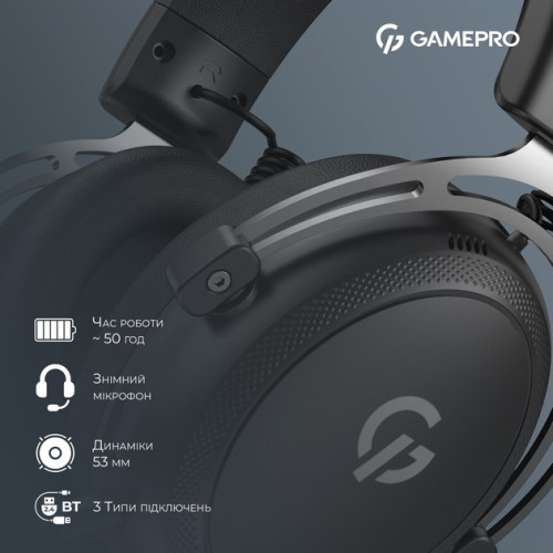 Безпровідна Bluetooth гарнітура GamePro Asgard Skald 4-Mode Black (HSW160B) - зображення 10