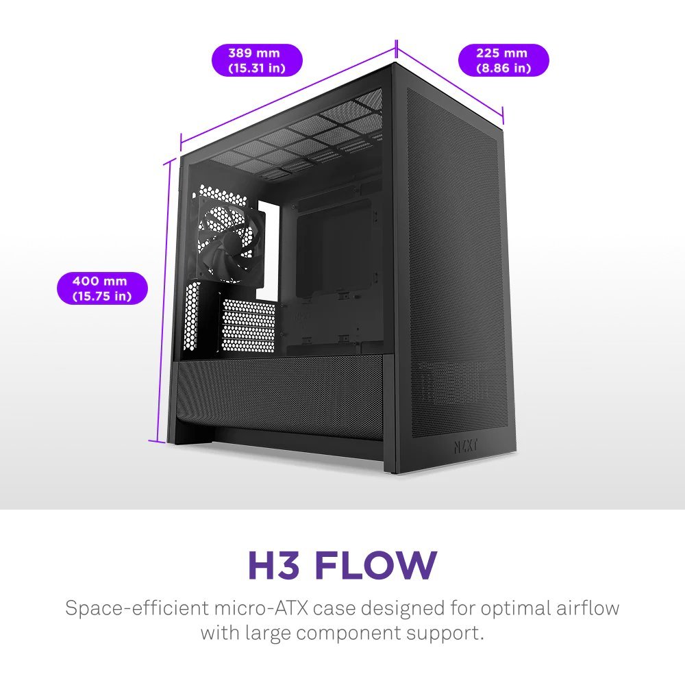 Корпус NZXT H3 Flow All Black - зображення 3