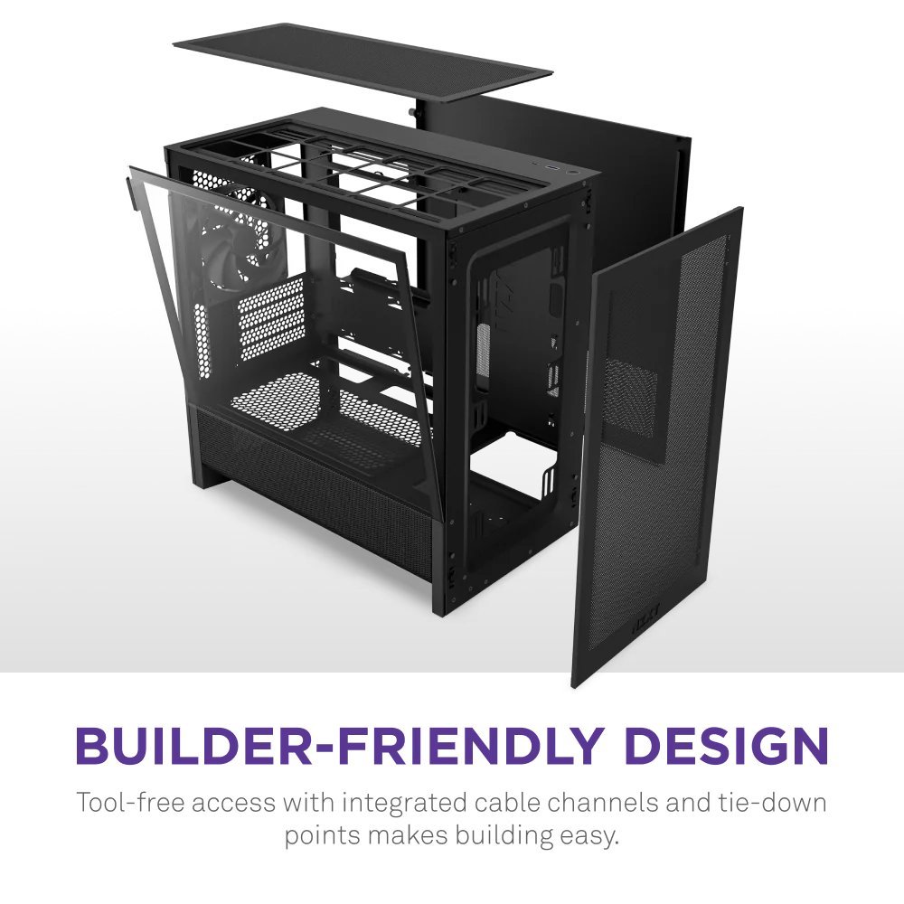Корпус NZXT H3 Flow All Black - зображення 7
