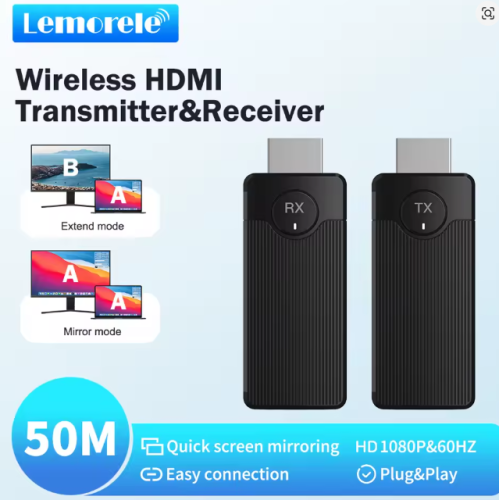 Адаптер бездротовий HDMI відеопередавач і приймач подовжувач Lemorele Q50 - зображення 3