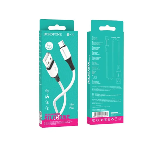 Кабель USB2 АM-Type C BOROFONE BX79 silicone white, 1м, 3A - зображення 3